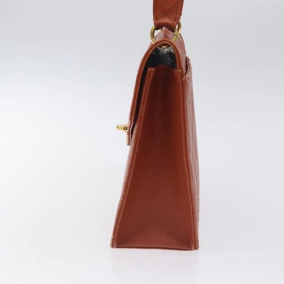 CHANEL Matelasse Hand Bag Grained Calf Skin Brown Gold CC Auth 130197 - Picture 4 of 14